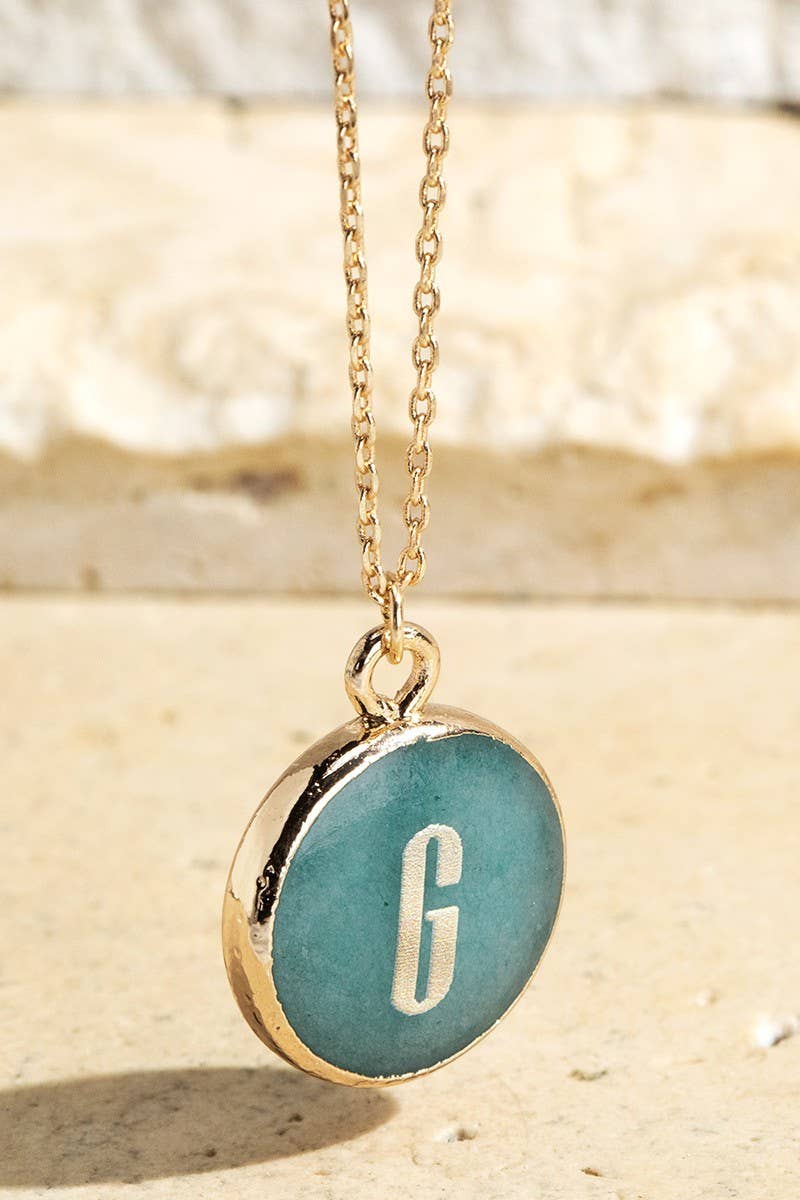 Initial Letter Round Pendant Necklace