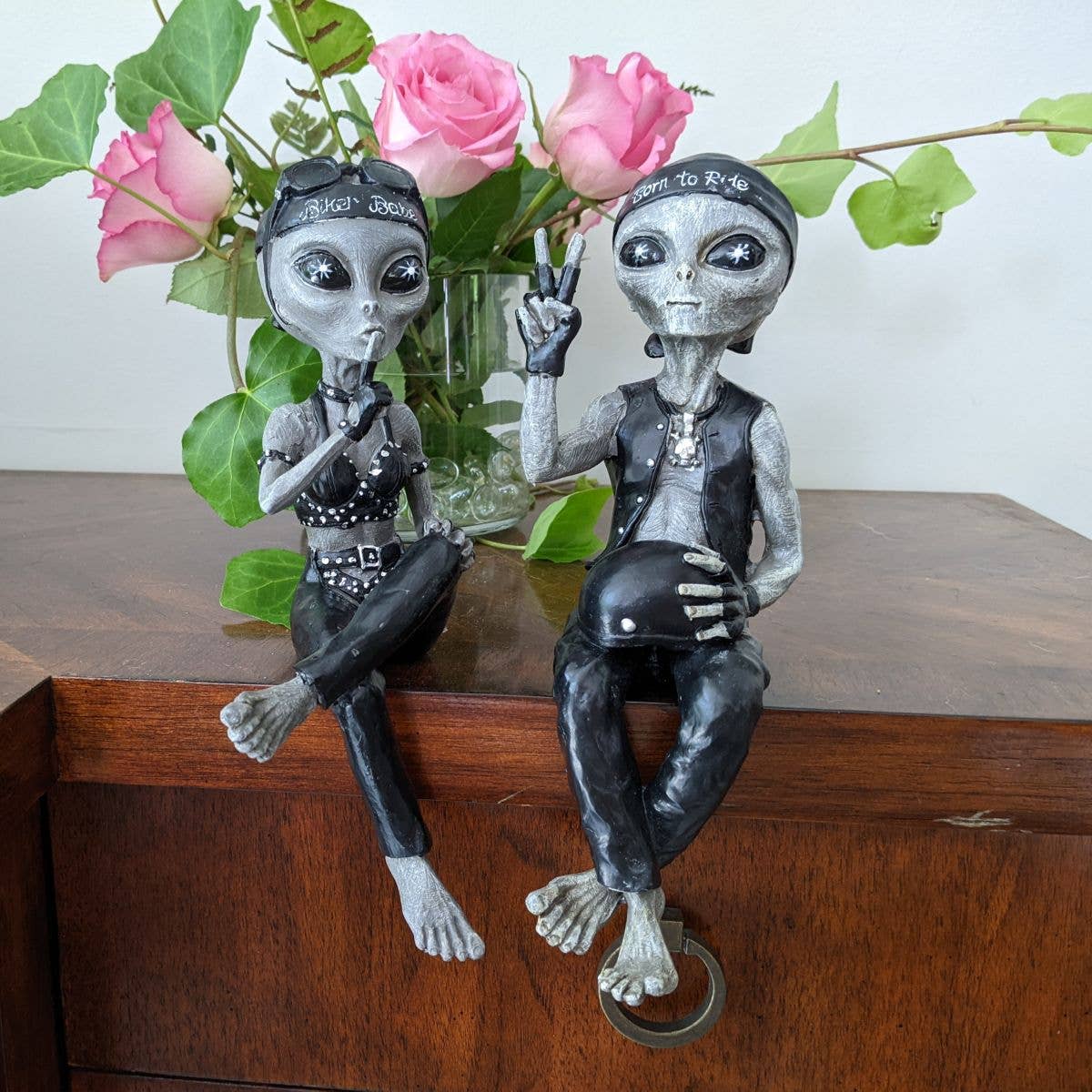 Alien Invasion Biker Babe & Dude Ledge Lounger Set 10" tall
