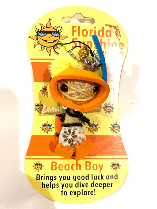 'Beach Boy' voodoo doll in a package with Florida Sunshine branding.