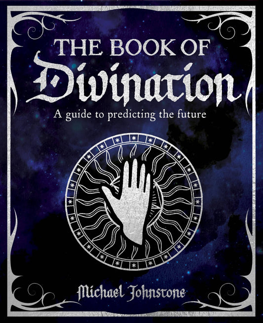 Book cover of 'The Book of Divination' with a hand and circular design on a dark background.