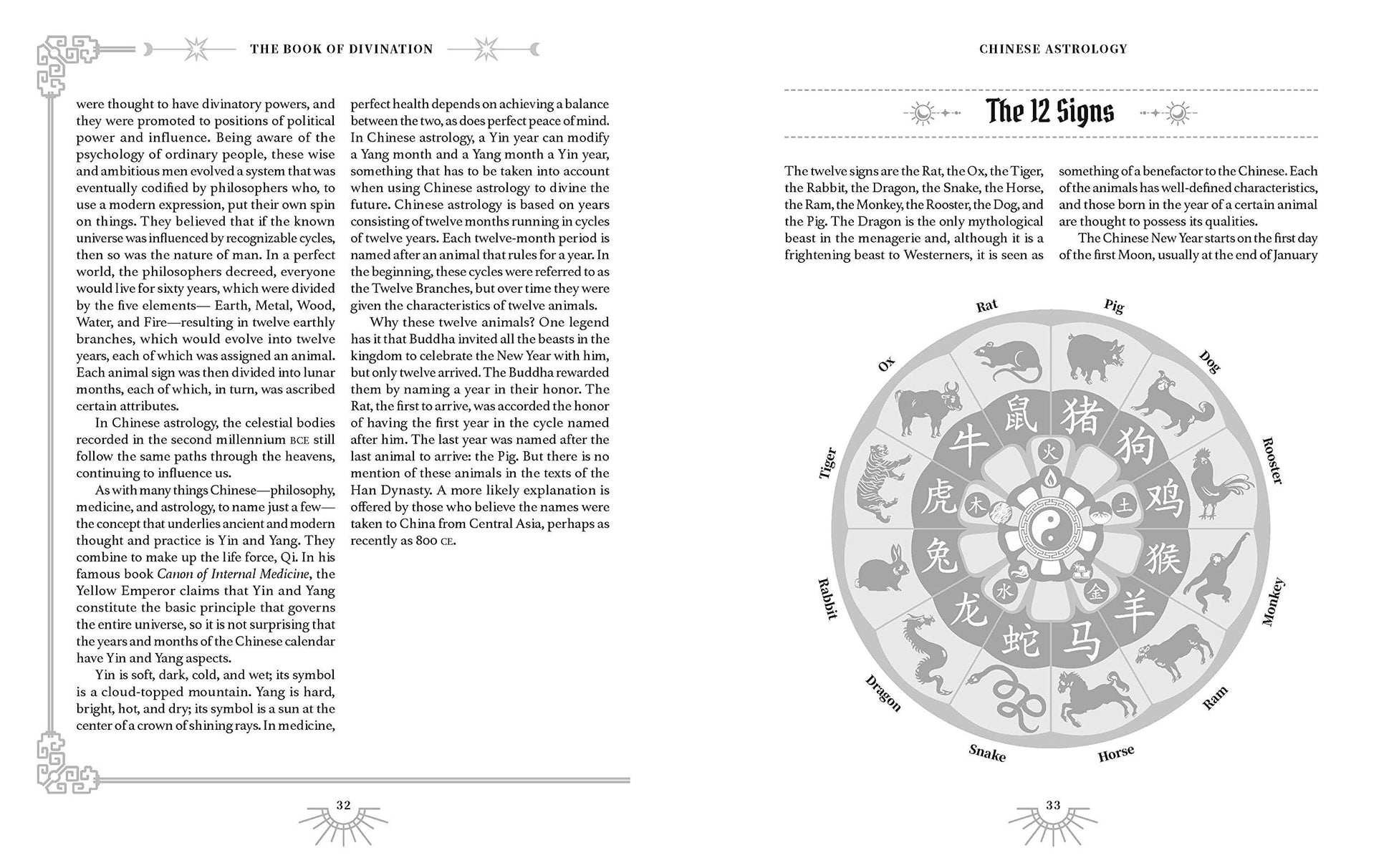 Book page with Chinese astrology chart and text on a white background