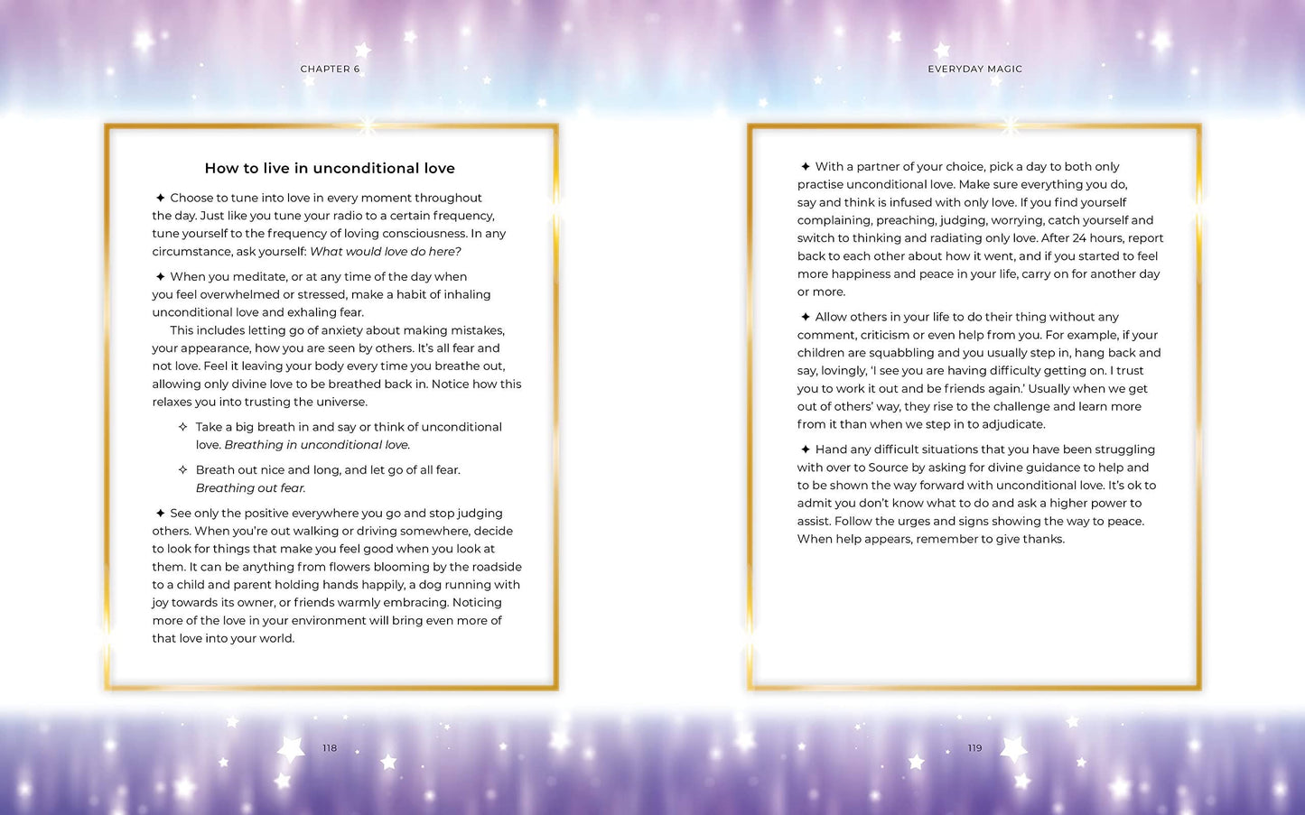 Text page from a book with a colorful gradient background