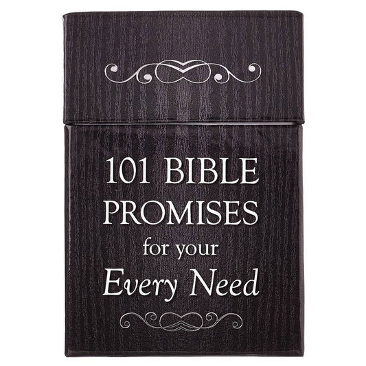 Black book with '101 Bible Promises for your Every Need' text on a white background