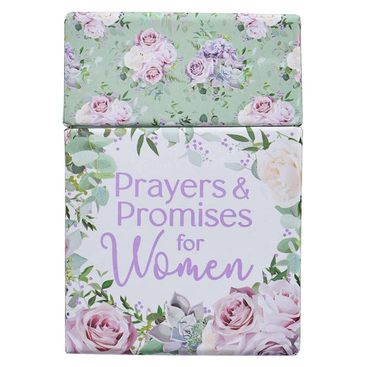 Floral-themed book or notebook with 'Prayers & Promises for Women' text on a white background