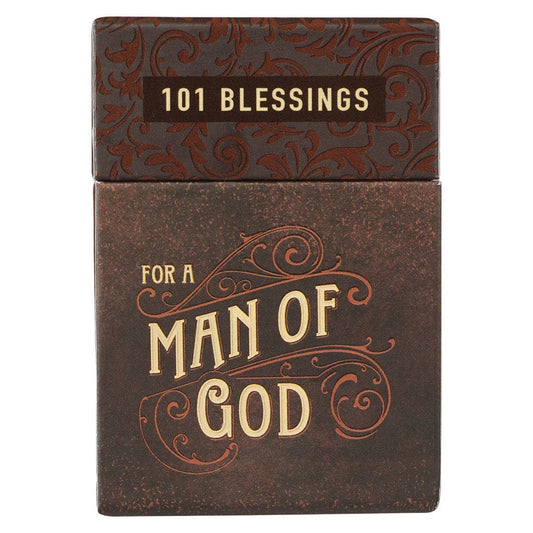 Book titled '101 Blessings for a Man of God' with decorative cover on a white background