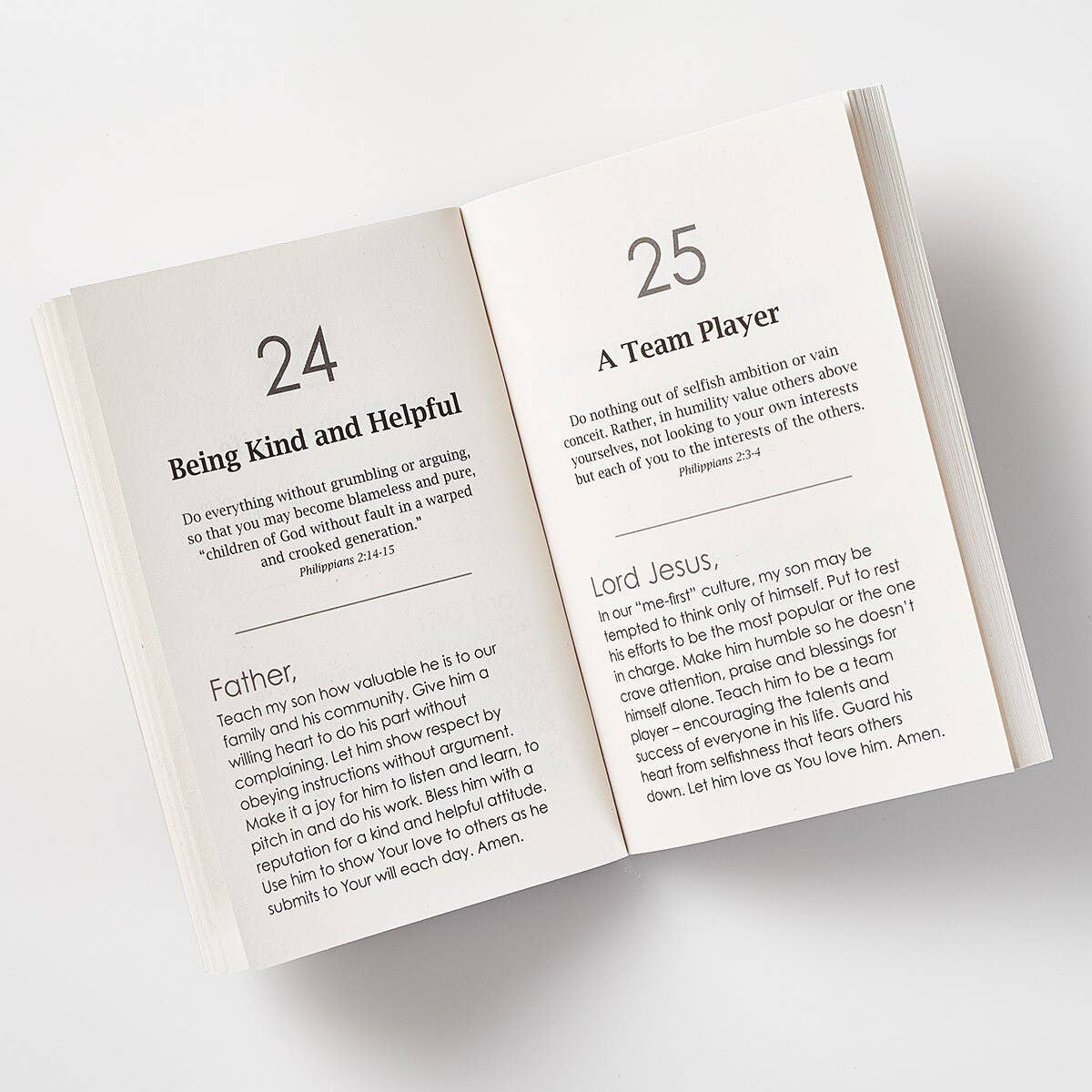 Open book with text on a white background