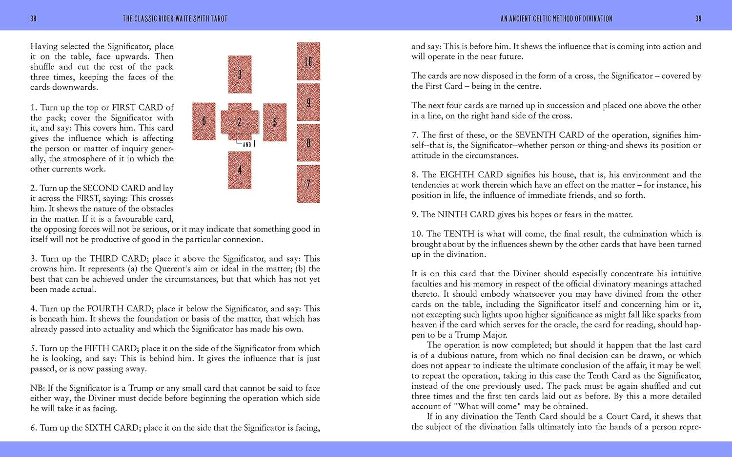 Instructions for a card game with text and card images on a blue background