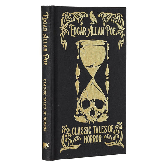 Book cover of 'Classic Tales of Horror' by Edgar Allan Poe with gold text and design on a black background.