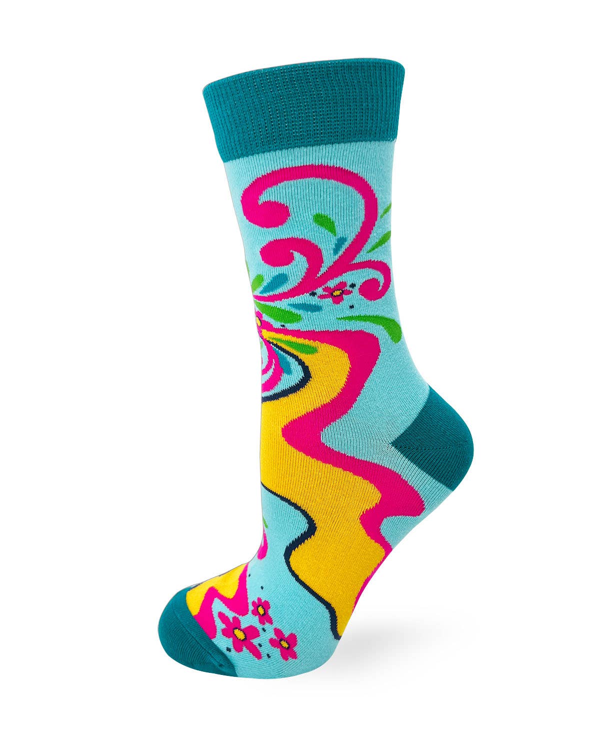Colorful sock with abstract design on a white background