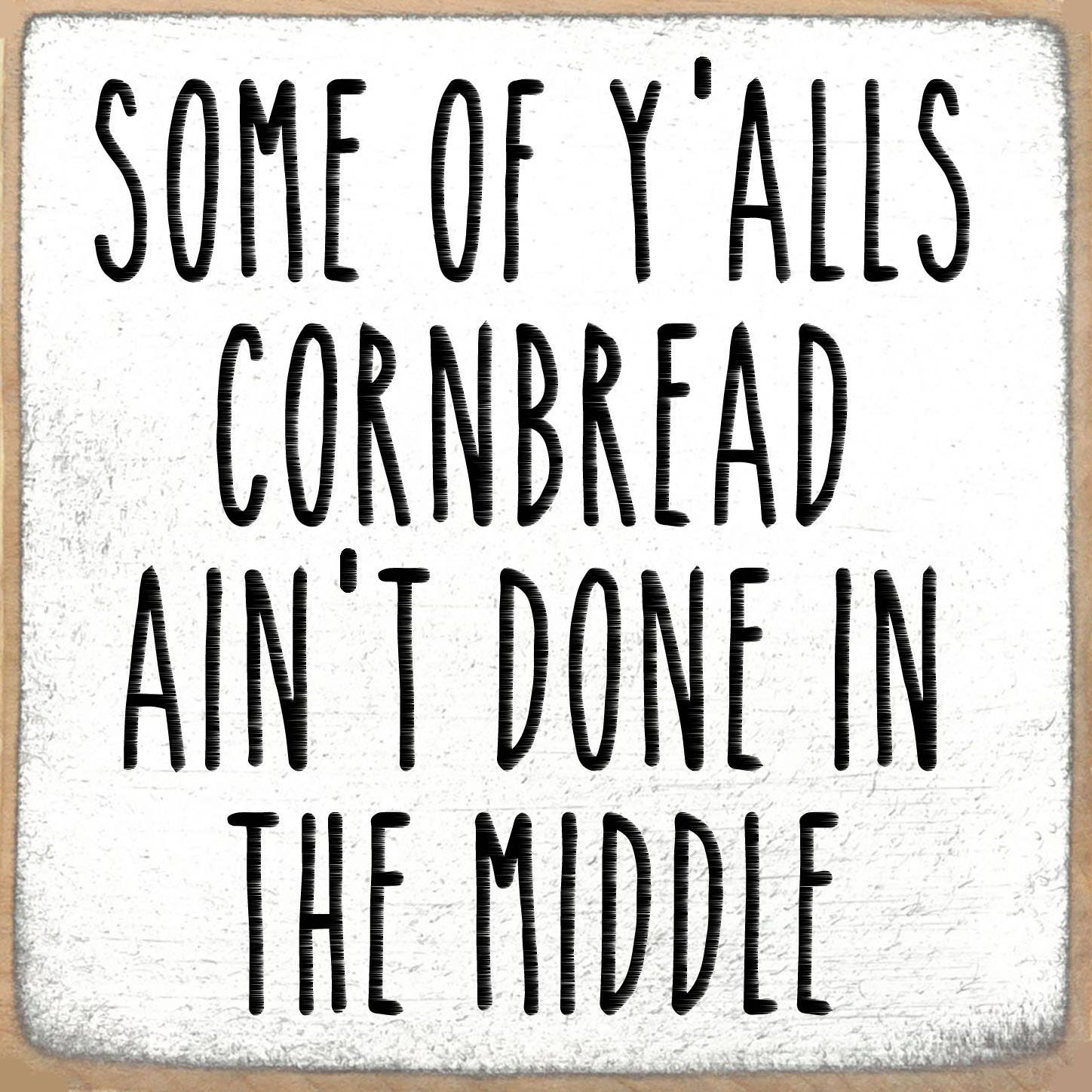 Text sign on a white background with black lettering.