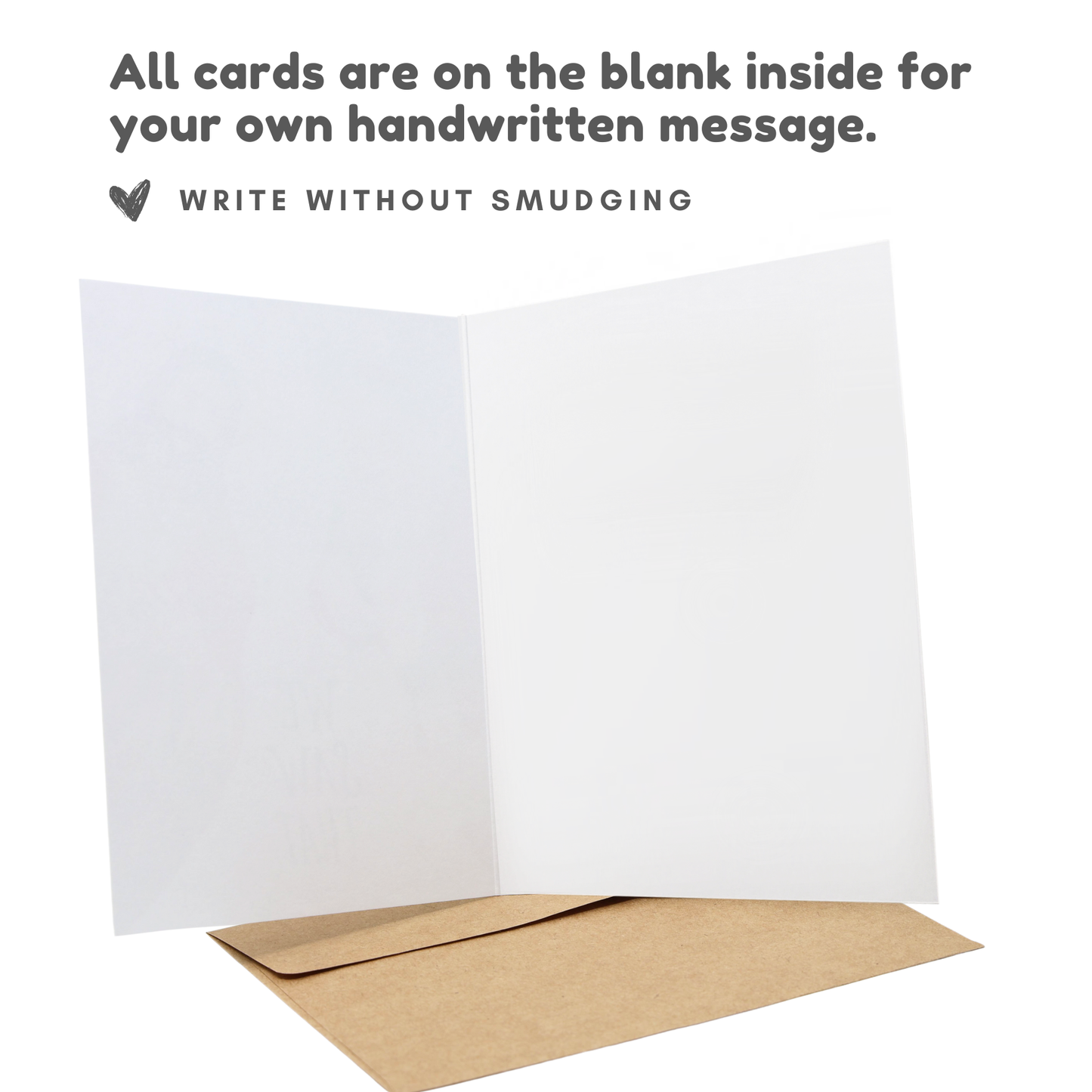 White card with brown envelope on a white background