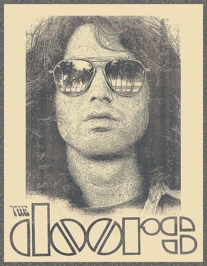 Album cover with a stylized portrait of a person wearing sunglasses, featuring the text 'The Doors' at the bottom.