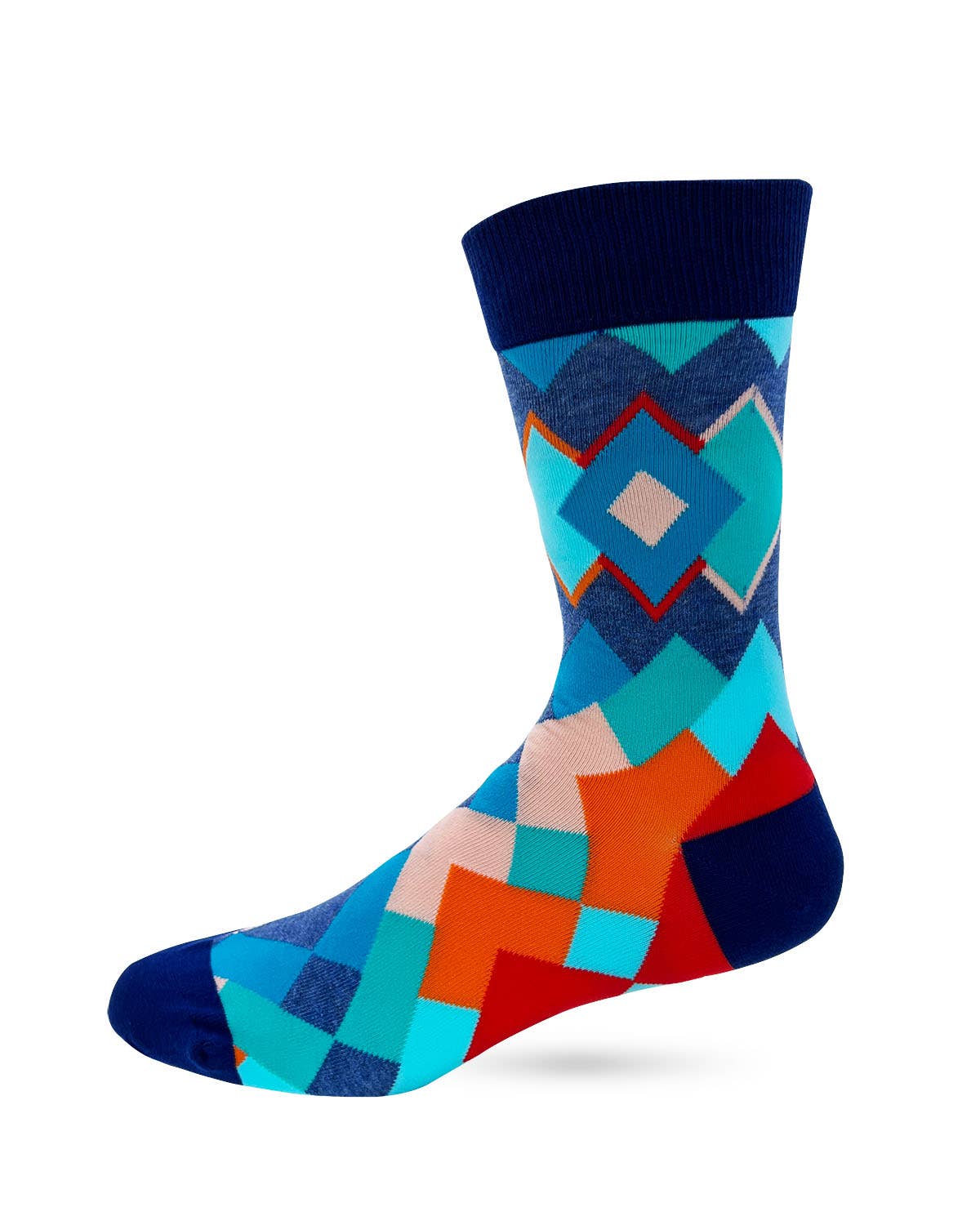 Colorful patterned sock on a white background