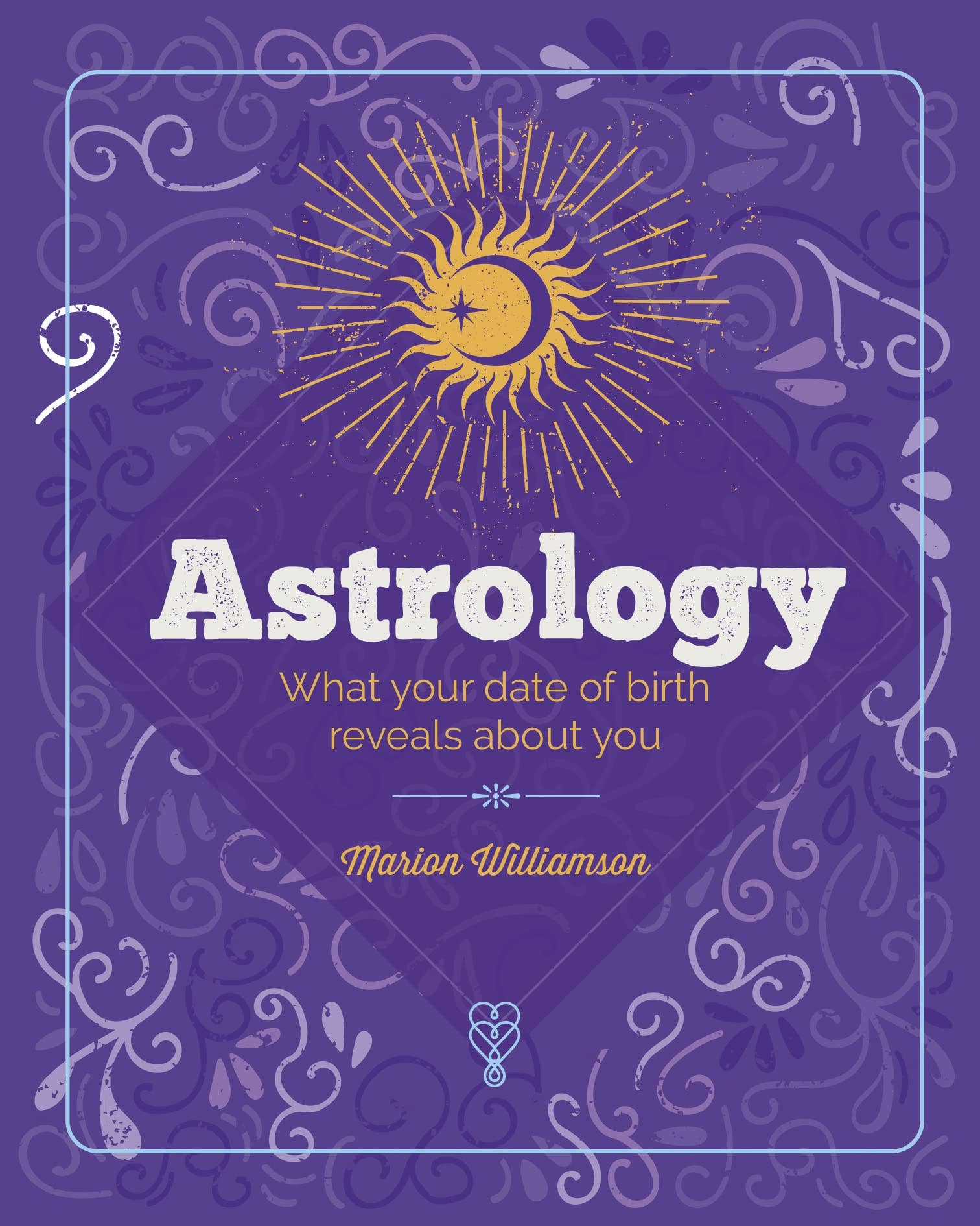 Book cover of 'Astrology' by Marion Williamson with a purple background and celestial design.