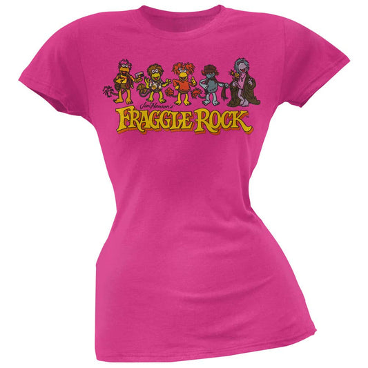 Pink t-shirt with 'Fraggle Rock' characters and text on a white background