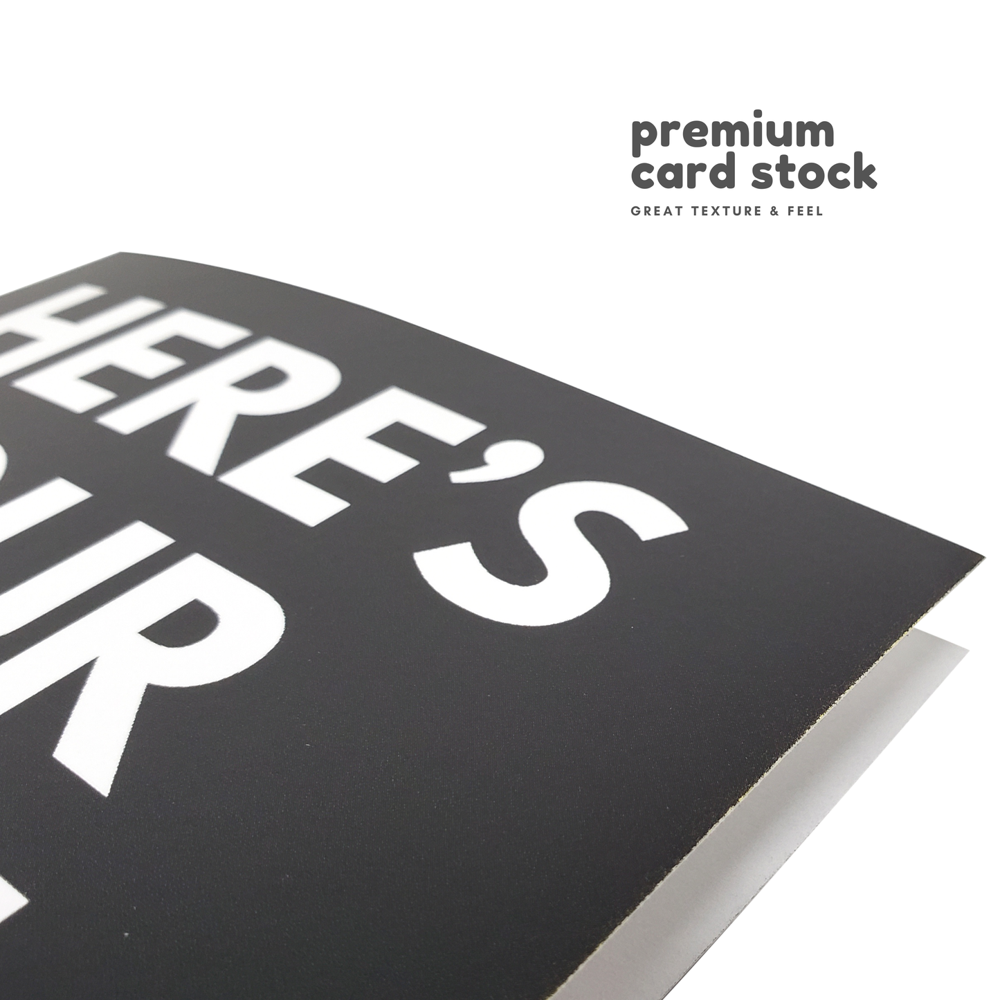 Black card stock with white text and 'premium card stock' label on a white background