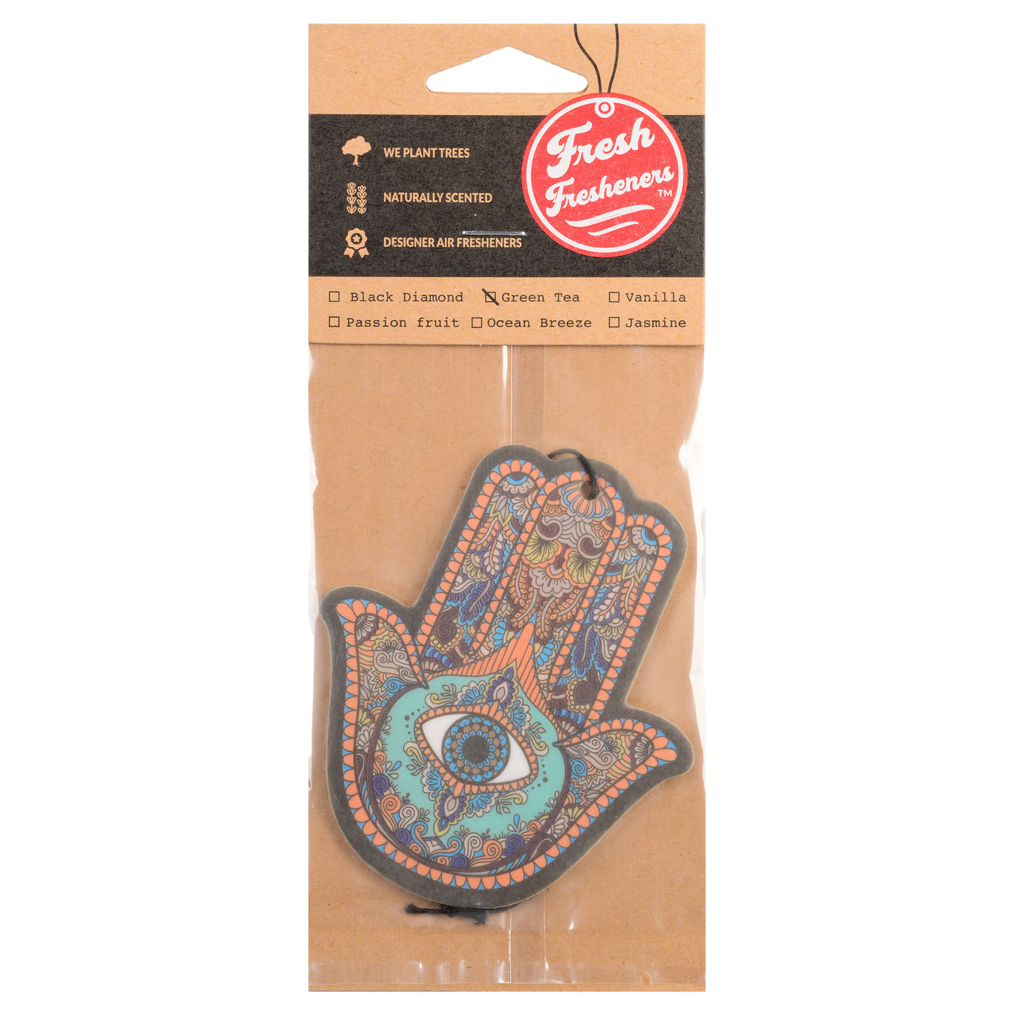 Decorative air freshener in packaging with 'Fresh Fresheners' brand on a white background