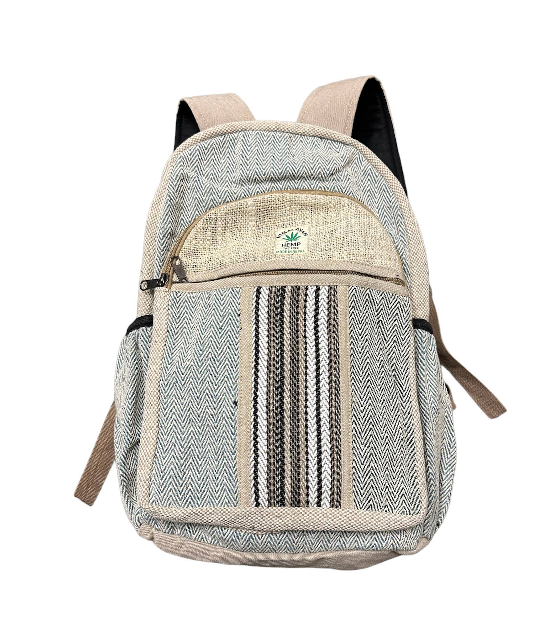 Backpack with striped pattern on a white background