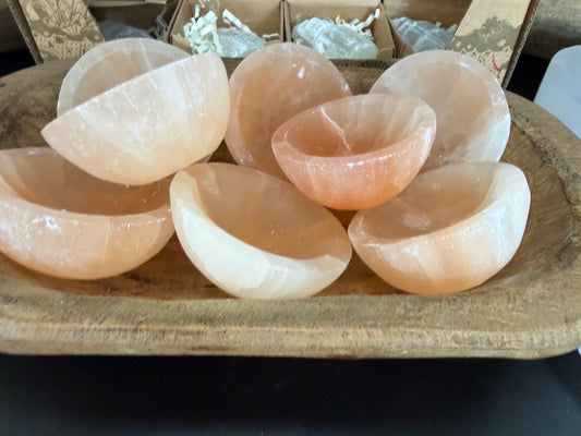 Peach Selenite Bowl Small