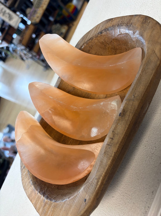 Peach Selenite Moon Bowl