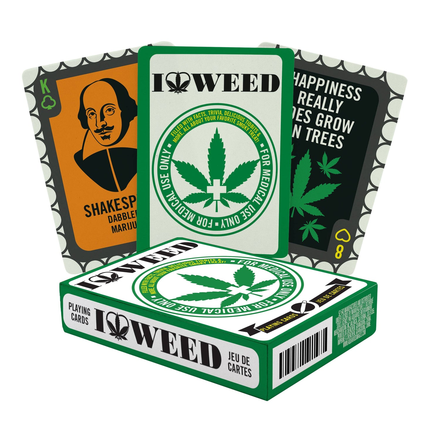 I Love Weed playing cards with visible branding and design elements.