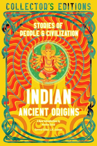 Book cover of 'Indian Ancient Origins' with vibrant colors and a central figure.