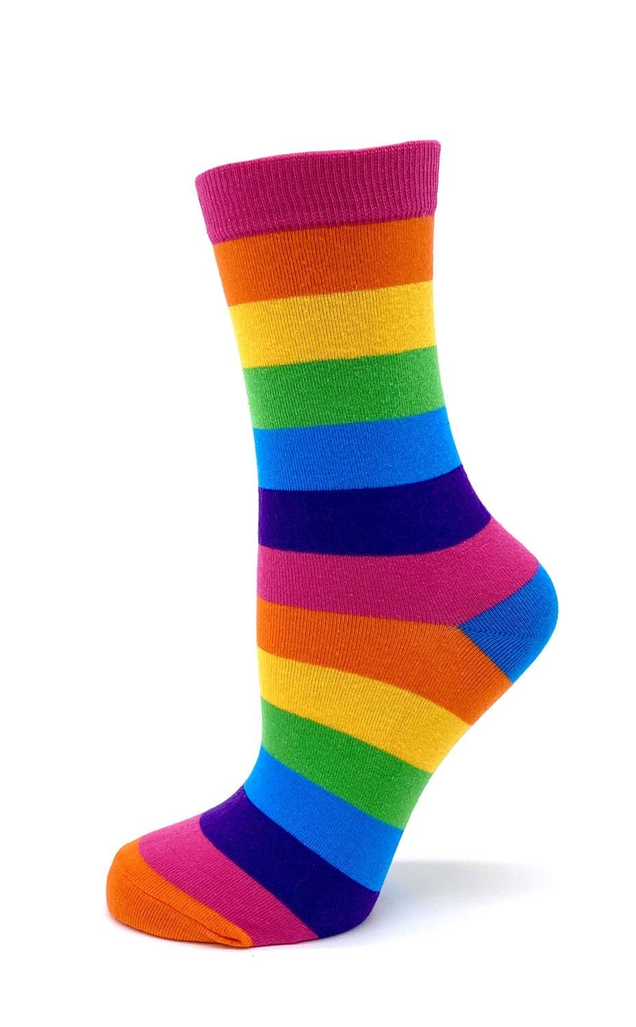 Colorful striped sock on a white background