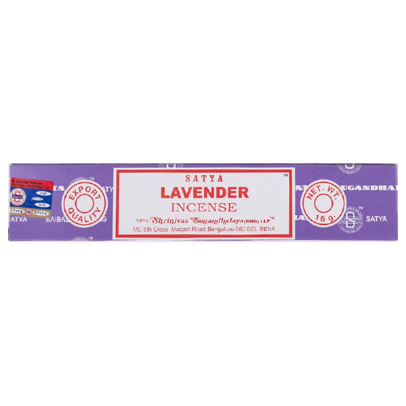 Satya Lavender incense packaging on a white background