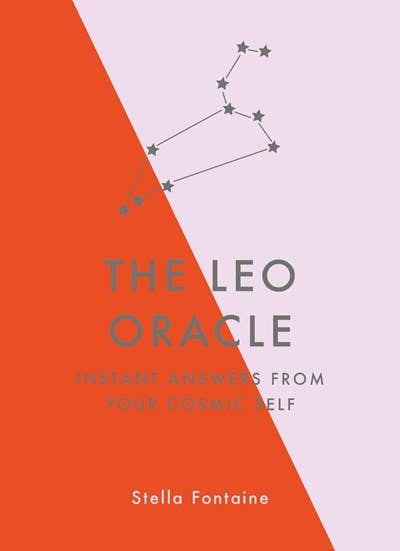 Book cover of 'The Leo Oracle' by Stella Fontaine with a geometric design on an orange and purple background.