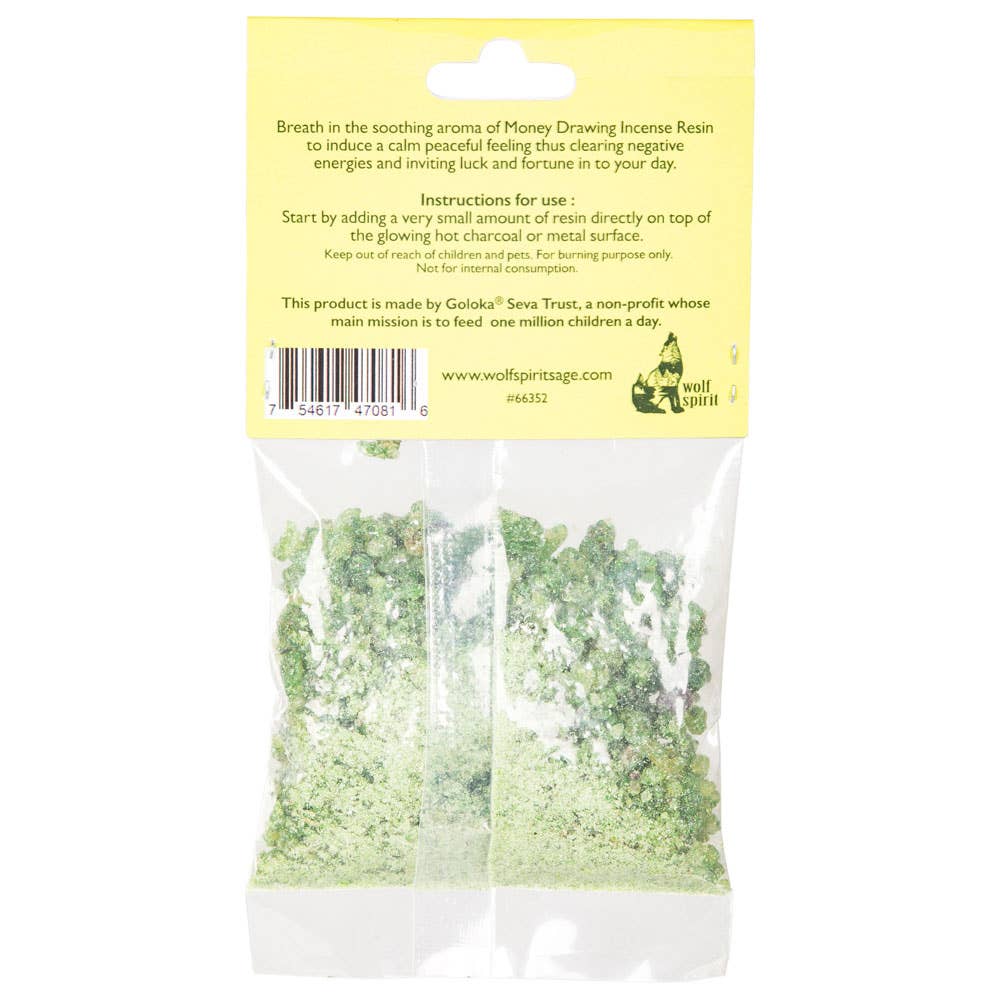 Two packages of incense resin with a yellow label on a white background