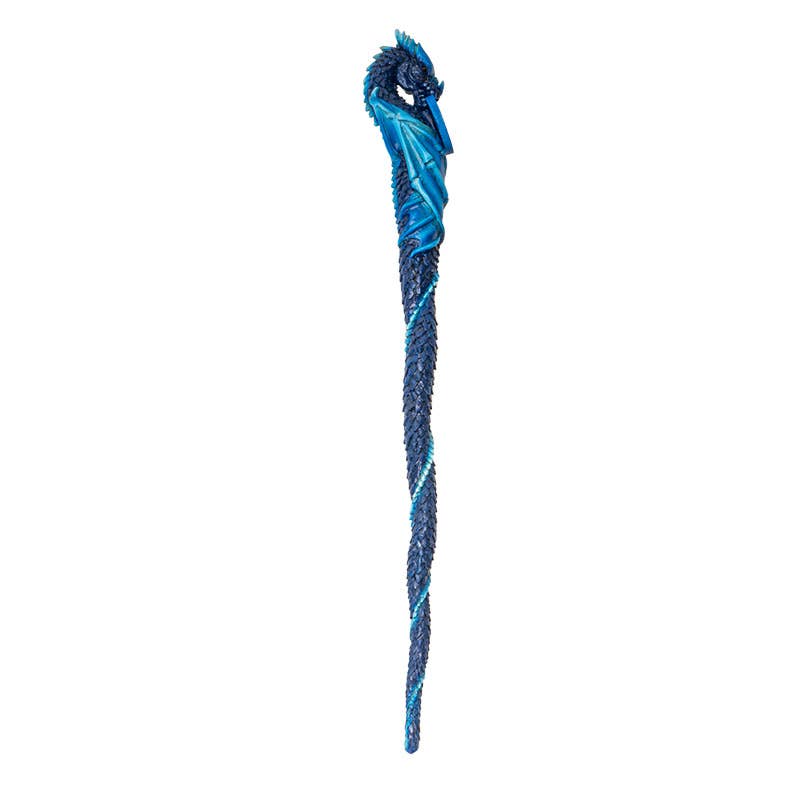 Blue braided dog toy on a white background