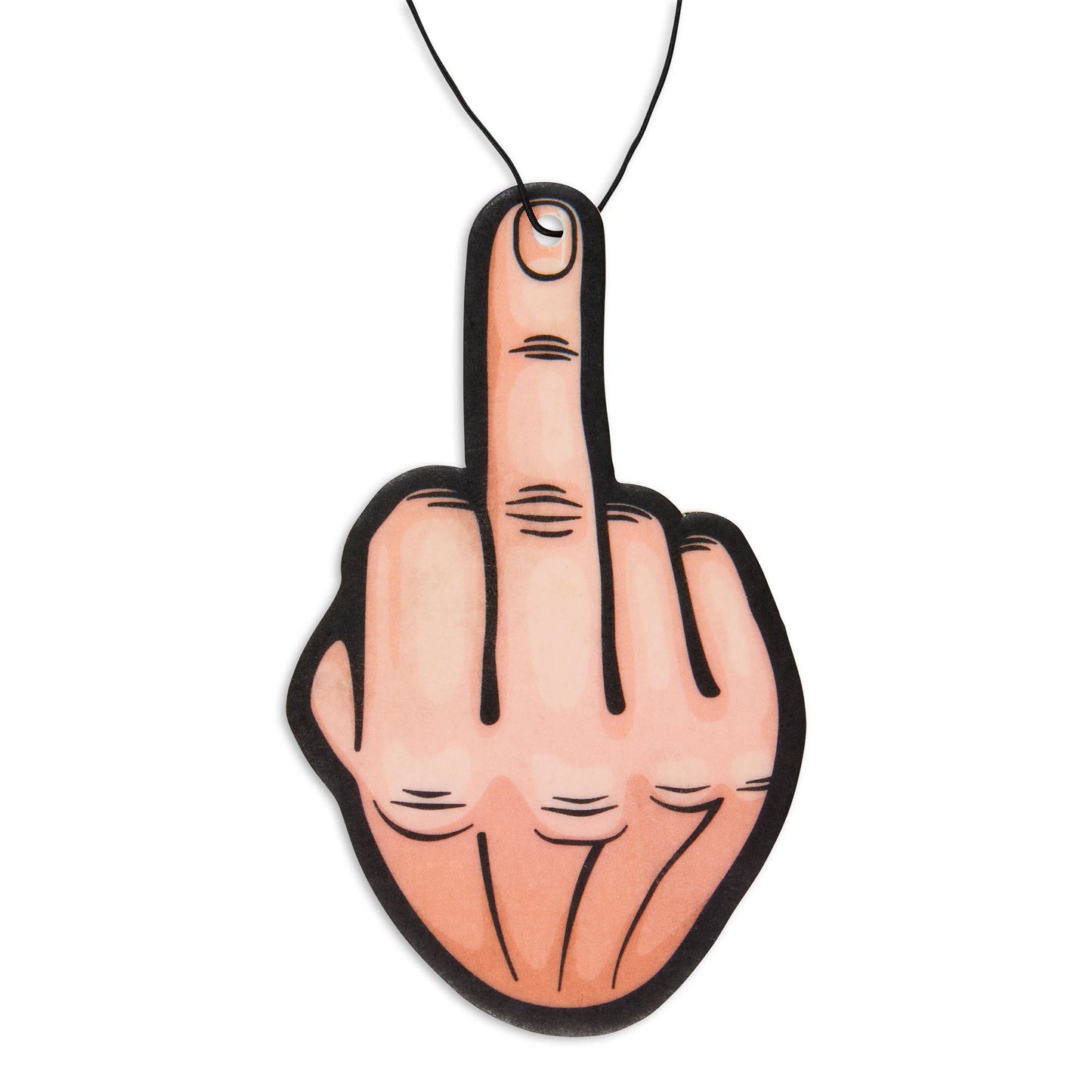 Neon green middle finger pendant on a white background