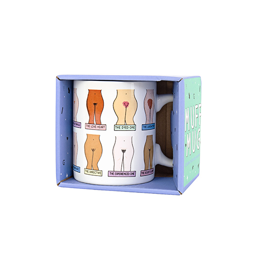 Mug with illustrations of different body types in a box