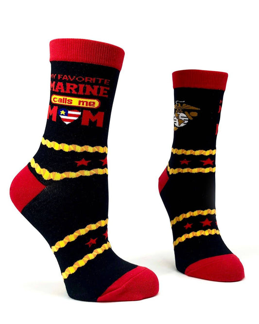 Pair of socks with military-themed design on a white background