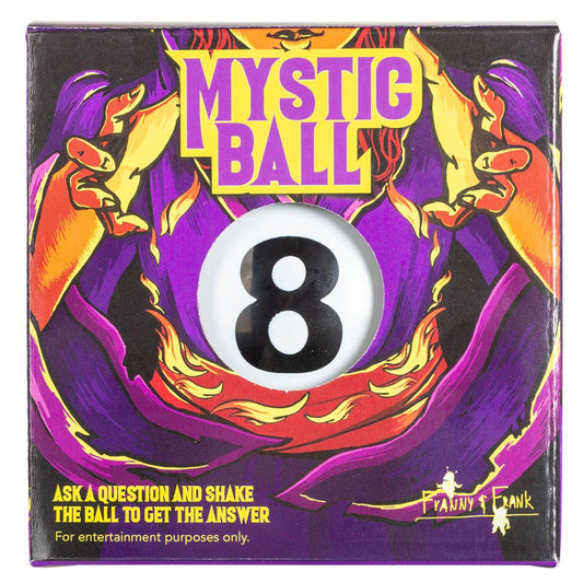 Box of 'Mystic Ball 8' with colorful design and text