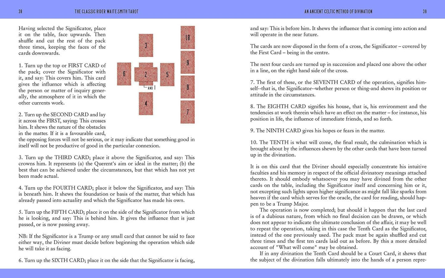 Instructions for a card game with text and card images on a blue background