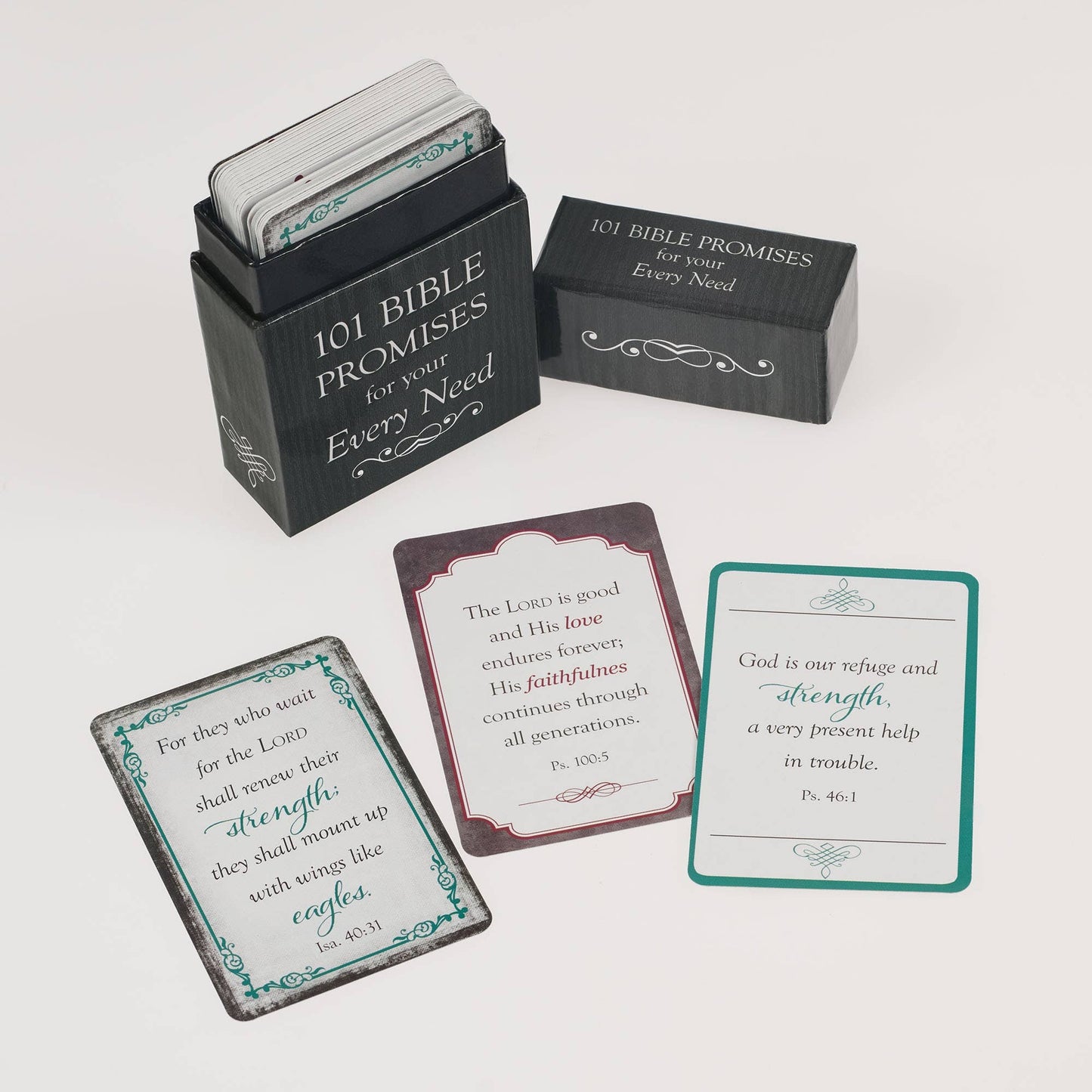 Set of Bible promise cards with a black box on a white background