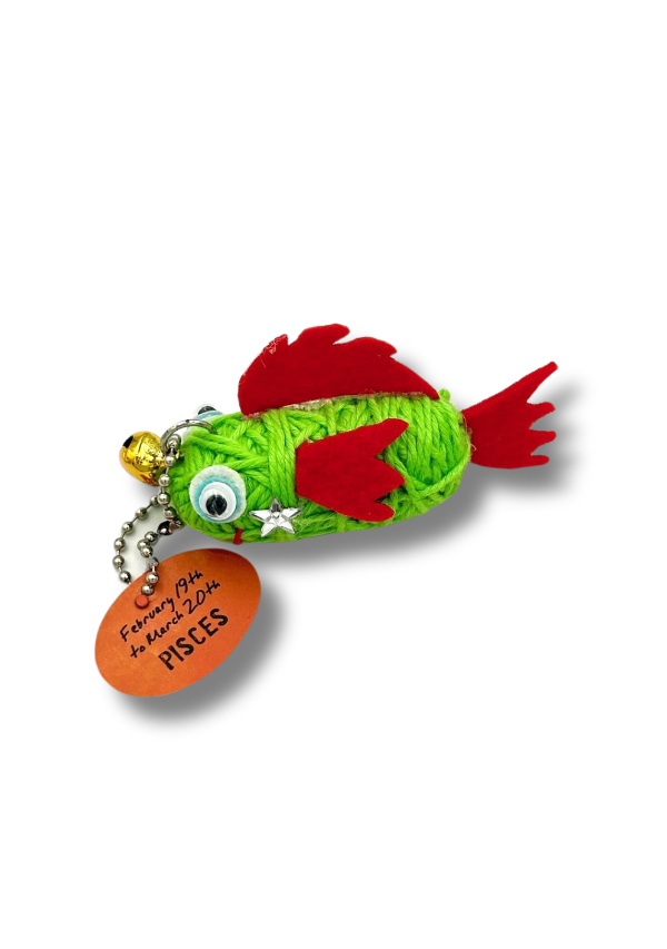 Colorful fishing lure with a tag on a white background