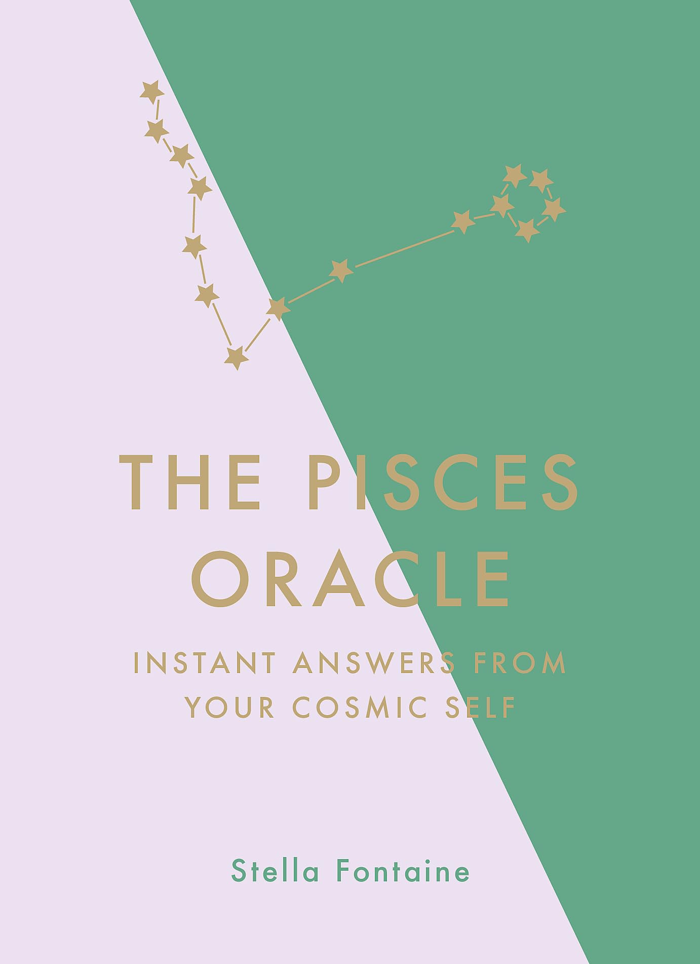 Book cover of 'The Pisces Oracle' with a star constellation design on a green and pink background.