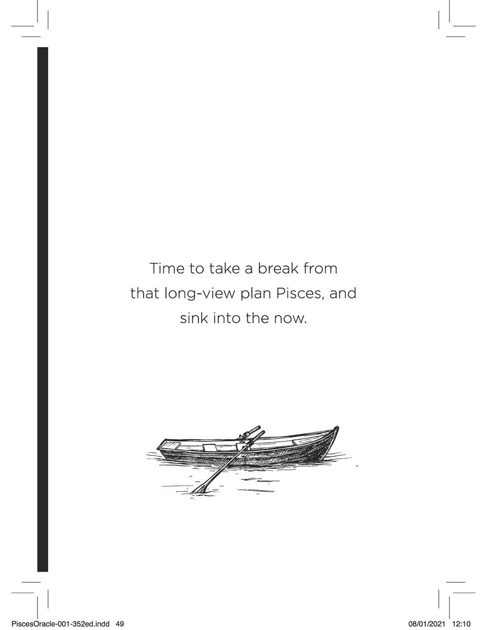 Black and white illustration of a rowboat with text on a white background