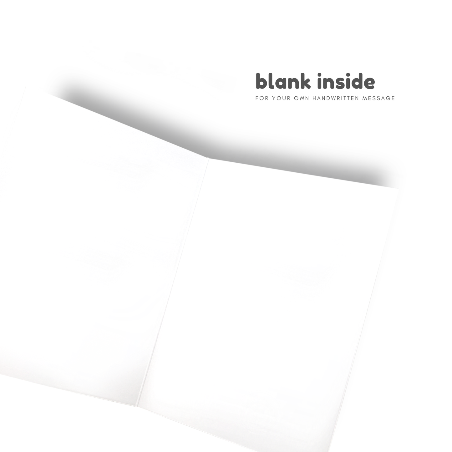 White paper with 'blank inside' text on a white background