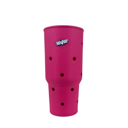 Pink cup with black polka dots and 'Sip4Sip' logo on a white background