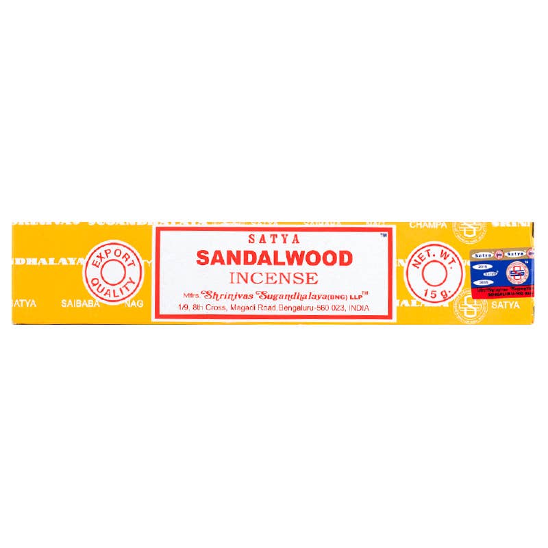 Box of Satya Sandalwood incense on a white background