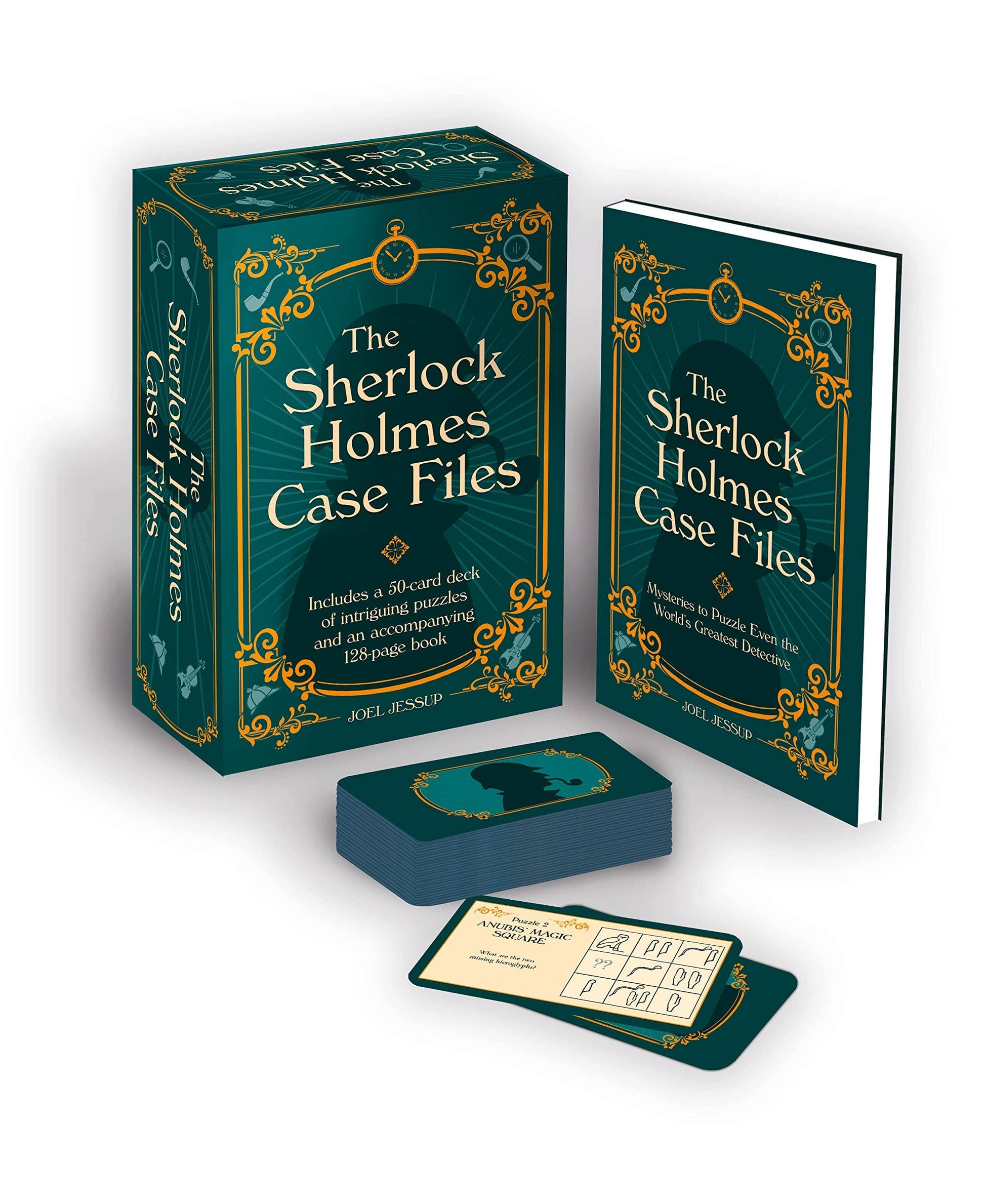 Sherlock Holmes Case Files book and card set on a white background