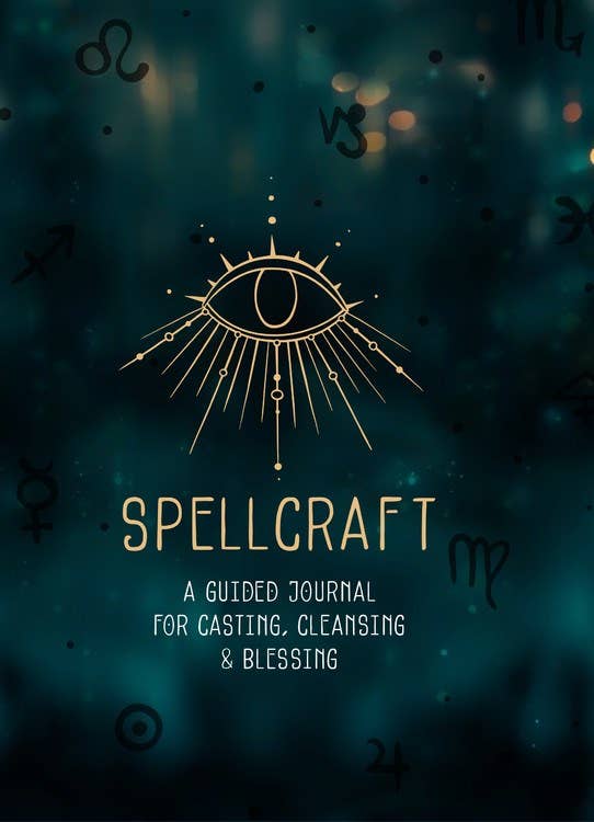 Cover of 'Spellcraft' guided journal with eye symbol on a dark background