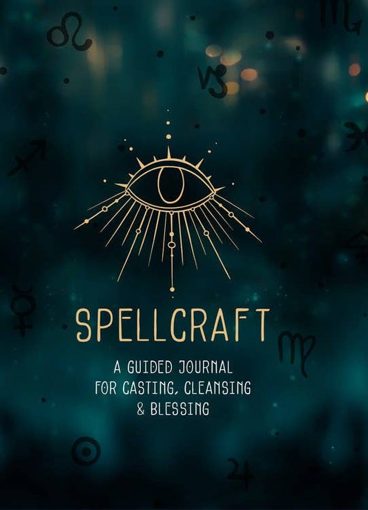 Cover of 'Spellcraft' guided journal with eye symbol on a dark background