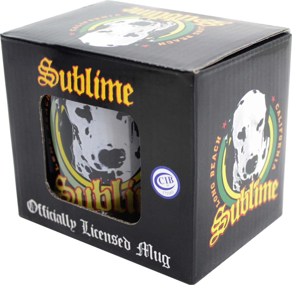 Black box packaging for a 'Sublime' mug with brand logo and text.