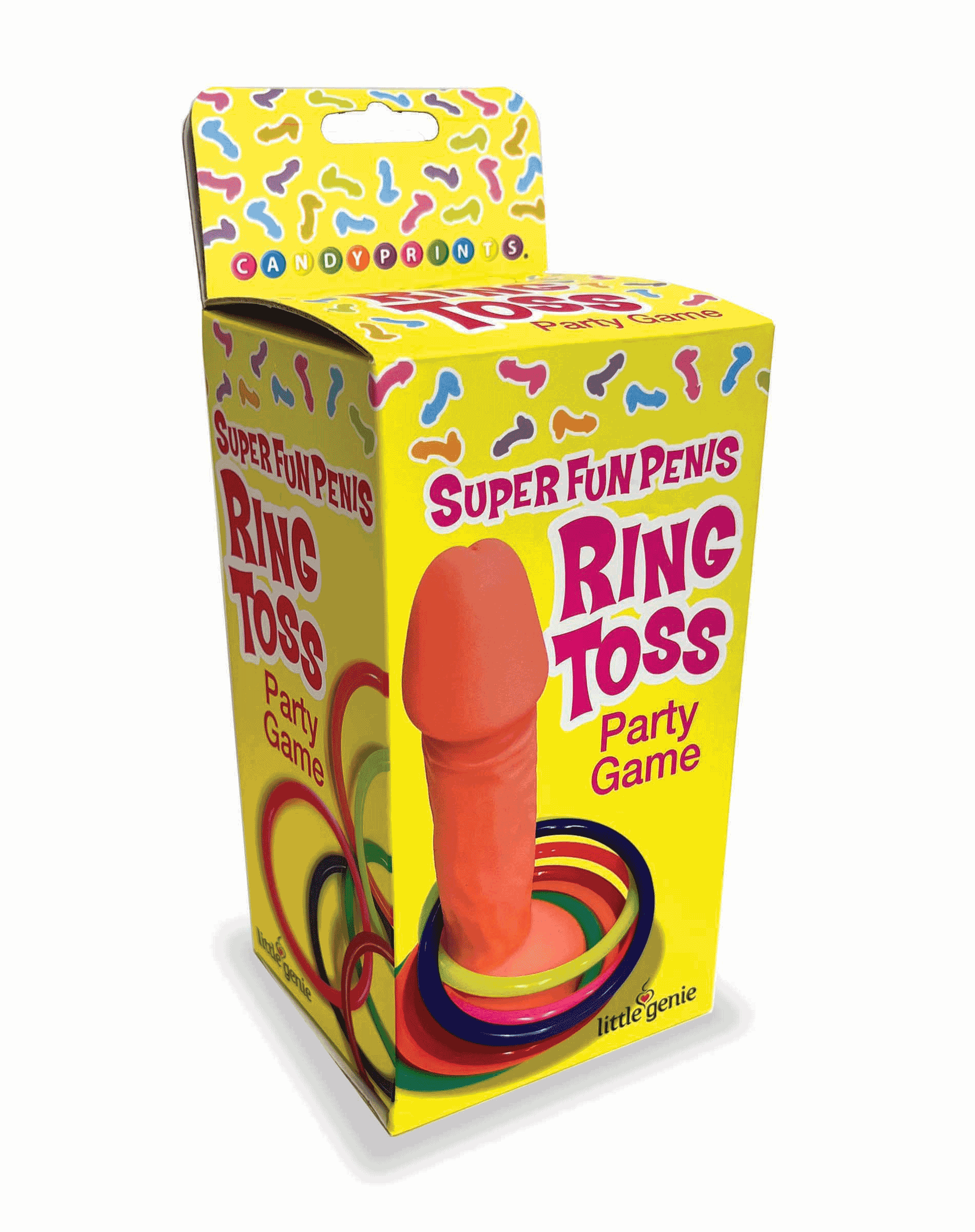 Box of Super Fun Penis Ring Toss Party Game with colorful design