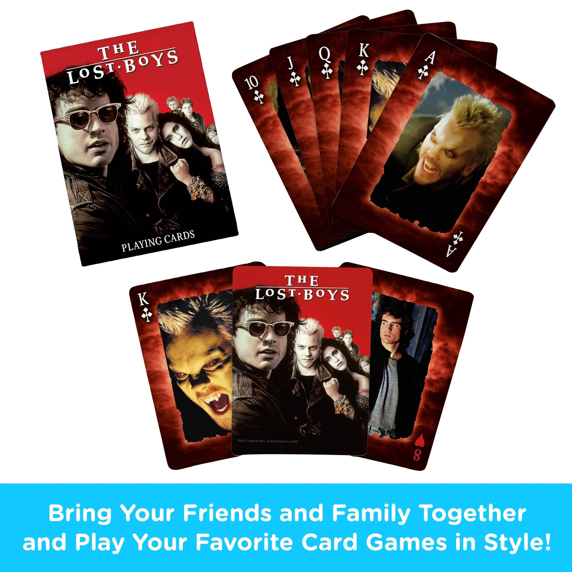 Set of 'The Lost Boys' themed playing cards on a white background