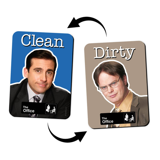 Two signs labeled 'Clean' and 'Dirty' featuring characters from 'The Office'.